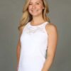 Organic Cotton Lace Yoke Cami Built-in Bra - Kundalini White
