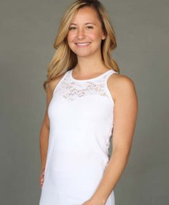 Organic Cotton Lace Yoke Cami Built-in Bra - Kundalini White