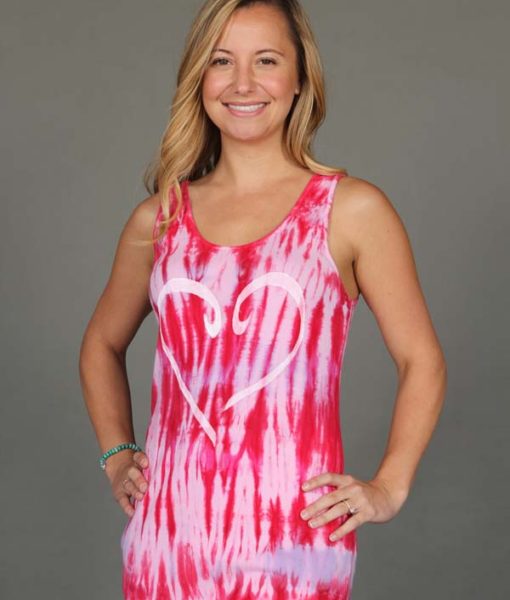 Heart Motif Yoga Tank Top - Red Tie Dye by Blue Lotus Yogawear