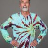 Men's Linen Long Sleeve Guru Shirt - Hippy Tie Dye by Blue Lotus Yogawear