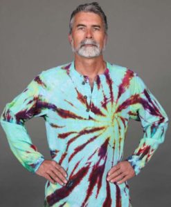 Men's Linen Long Sleeve Guru Shirt - Hippy Tie Dye by Blue Lotus Yogawear