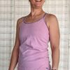 Organic Cotton Caged Back Cami with Built-in Bra- Pink by Blue Lotus Yogawear