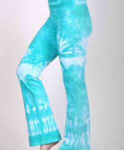 Organic Cotton Flare Leg Yoga Pant - Aqua Tie-dye by Blue Lotus Yogawear