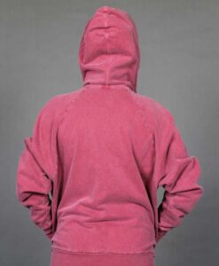 Zip Front Fleece Hoodie - Distressed Cranberry Back by Blue Lotus Yogawear