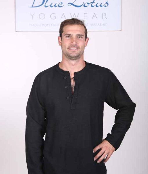 Men's Linen Long Sleeve Guru Shirt - Black by Blue Lotus Yogawear