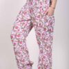 Printed Cotton Elastic Shirred Yoke Harem Pant- Pink Floral by Blue Lotus Yogawear
