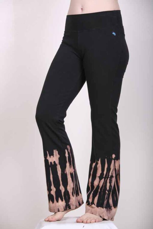 Organic Cotton Bleach Tie Dye Flare Leg Yoga Pant - Black by Blue Lotus Yogawear