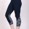 Organic Cotton Lace Calf Capri Yoga Legging- Navy by Blue Lotus Yogawear
