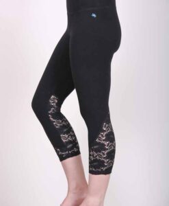 Organic Cotton Lace Calf Capri Yoga Legging- Black by Blue Lotus Yogawear
