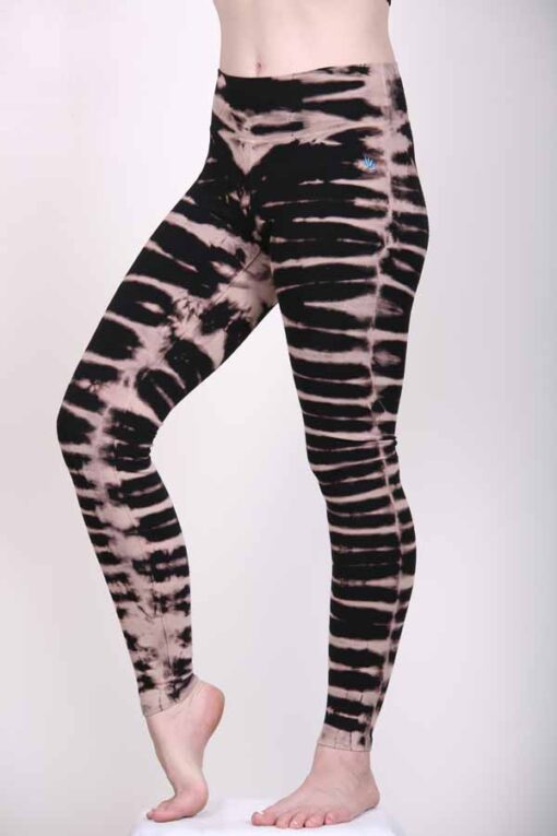 Bengal Tiger Tie Dye Ankle Length Yoga Legging- Caffe Latte by Blue Lotus Yogawear