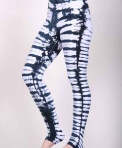Organic Cotton Bengal Tiger Tie Dye Ankle Length Yoga Legging- White Black by Blue Lotus Yogawear