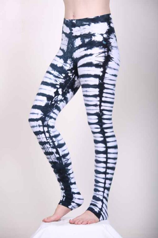 Organic Cotton Bengal Tiger Tie Dye Ankle Length Yoga Legging- White Black by Blue Lotus Yogawear