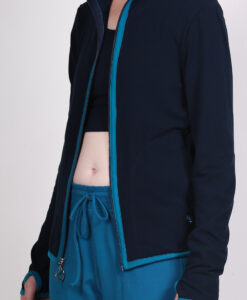 Organic Cotton Heart Zip Sweat Top- Navy by Blue Lotus Yogawear