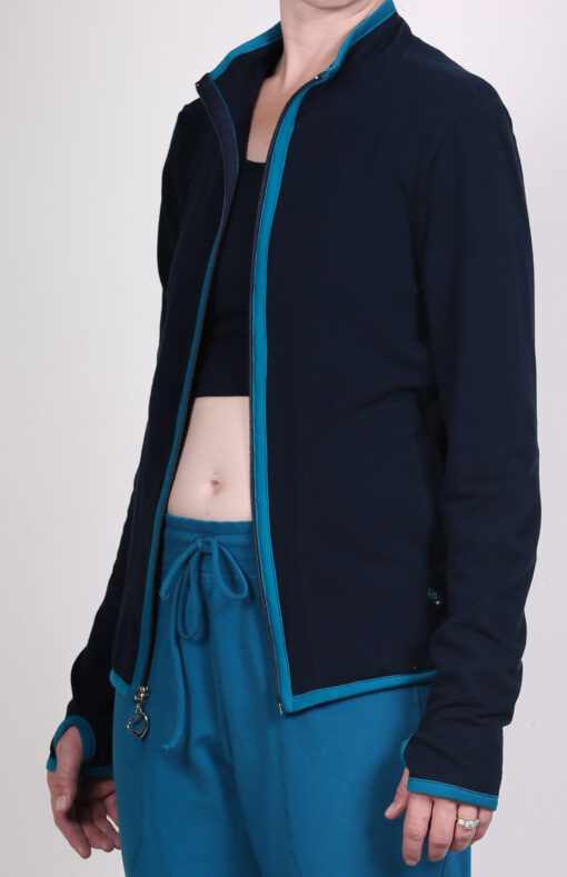 Organic Cotton Heart Zip Sweat Top- Navy by Blue Lotus Yogawear