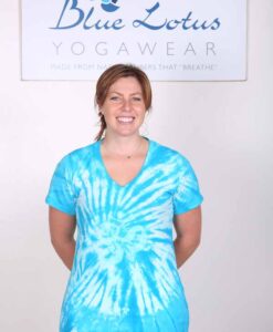 100% Cotton OM Spiral Tie Dye Yoga Tee- Turquoise by Blue Lotus Yogawear