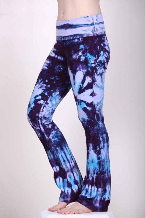 Organic Cotton Tie Dye Foldover Waist Yoga Pant - Purple Turq by Blue Lotus Yogawear