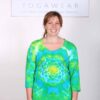 100% Cotton Lotus Tie Dye- 3/4 Slv Yoga Tee- Pond Green by Blue Lotus Yogawear