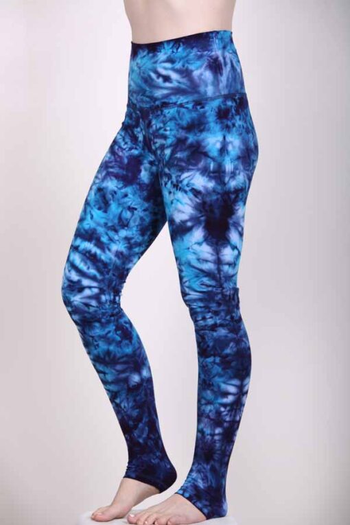 Organic Cotton High Waist Crystal Tie Dye Ankle Length Yoga Legging- Purple Turq by Blue Lotus Yogawear