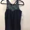Organic Cotton Lace Yoke Cami with Built-in Bra - Navy by Blue Lotus Yogawear
