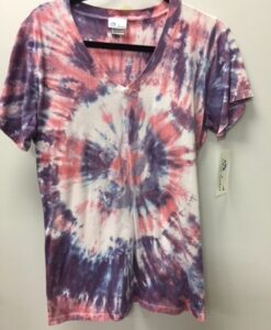 100% Cotton Spiral Tie Dye OM Yoga Tee- Pink-Lilac by Blue Lotus Yogawear