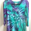 Bamboo/Organic Cotton-OM Spiral Tie Dye- 3/4 Slv Yoga Tee by Blue Lotus Yogawear