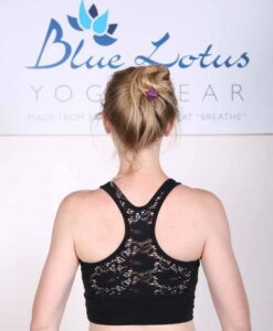 Organic Cotton Lace Back Bra - Navy by Blue Lotus Yogawear