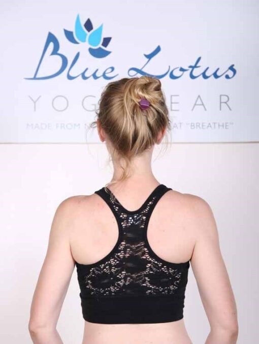Organic Cotton Lace Back Bra - Navy by  Blue Lotus Yogawear