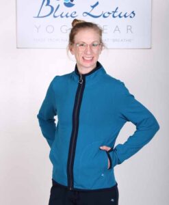 Organic Cotton Heart Zip Sweat Top- Teal by Blue Lotus Yogawear