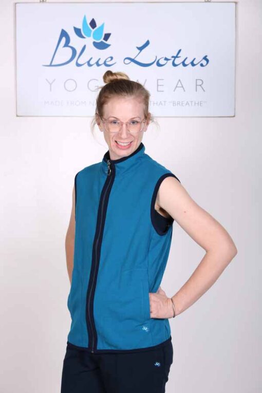 Organic Cotton Heart Zip Vest- Teal by Blue Lotus Yogawear