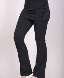 Organic Cotton Skirt Over Flare Leg Yoga Pant - Black
