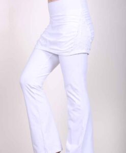 Organic Cotton Skirt Over Flare Leg Yoga Pant - Kundalini White by Blue Lotus Yogawear