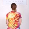 100% Cotton Spiral Tie Dye Yoga Tee- Malibu Sunset Back by Blue Lotus Yogawear