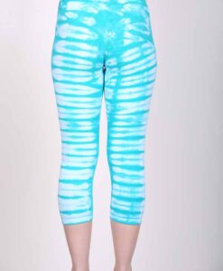 Organic Cotton Crop Yoga Legging - Aqua Bengal Tiger Tie Dye- back by Blue Lotus Yogawear