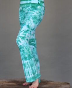 Organic Cotton Flare Leg Foldover Waistband Yoga Pant - Aqua Tie-dye by Blue Lotus Yogawear