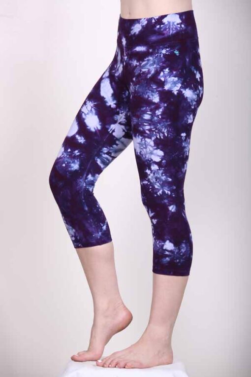 Organic Cotton Crop Yoga Legging - Deep Purple Crystal Dye by Blue Lotus Yogawear