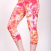 Organic Cotton Crop Yoga Legging - Red Yellow Crystal Dye by Blue Lotus Yogawear