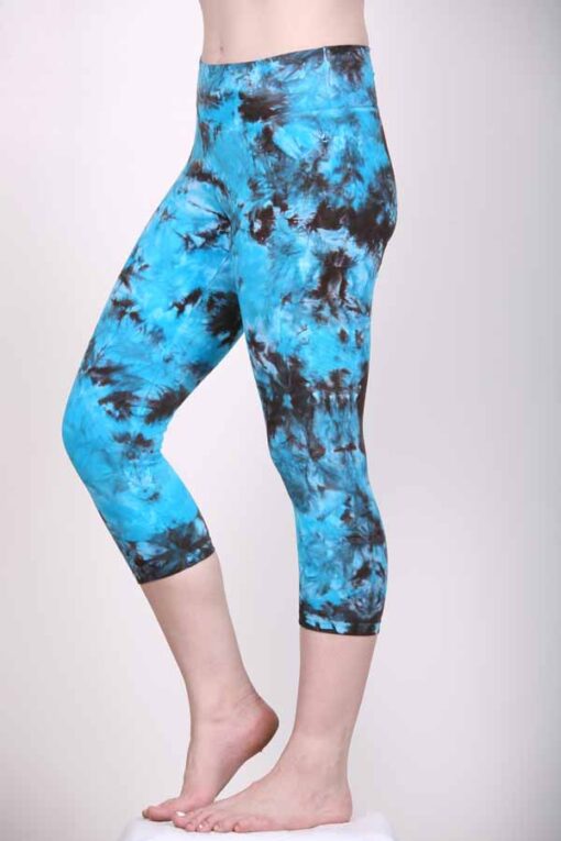 Organic Cotton Crop Yoga Legging- Turq Brown Crystal Dye by Blue Lotus Yogawear