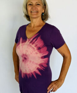 Organic Cotton Aura Burst Yoga Fit Tee- Purple by Blue Lotus Yogawear