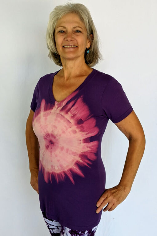 Organic Cotton Aura Burst Yoga Fit Tee- Purple by Blue Lotus Yogawear