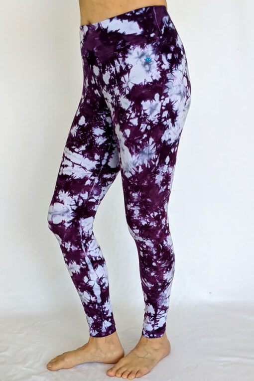 Organic Cotton Ankle Length Yoga Legging- Purple Tie Dye by Blue Lotus Yogawear
