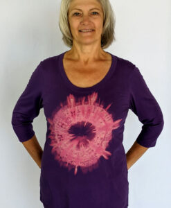3/4 Sleeve Organic Cotton Aura Burst Tee- Purple by Blue Lotus Yogawear