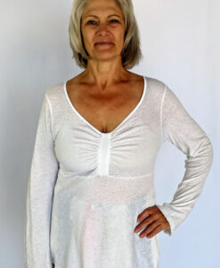 Light Weight Cotton Empire Waist Sweater - Ivory by Blue Lotus Yogawear