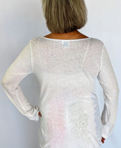 Light Weight Cotton Empire Waist Sweater - Ivory Back view