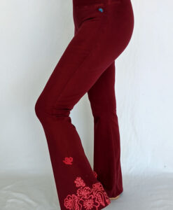 Organic Cotton Mehndi Design Flare Leg Yoga Pant - Wine by Blue Lotus Yogawear