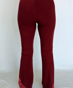 Organic Cotton Mehndi Design Flare Leg Yoga Pant - Wine Back by Blue Lotus Yogawear