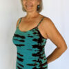 Organic Cotton Tie Dye Cami with Adjustable Straps- Jade/Brn by Blue Lotus Yogawear