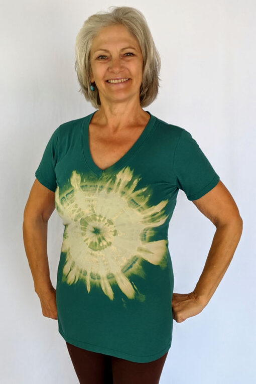 Organic Cotton Aura Burst Yoga Fit Tee- Jade by Blue Lotus Yogawear