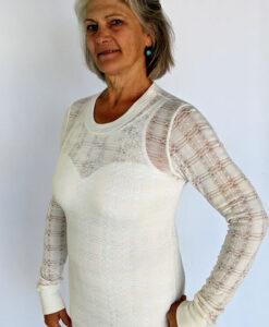 Light Weight Cotton Novelty Plaid Sweater - Ivory by Blue Lotus Yogawear