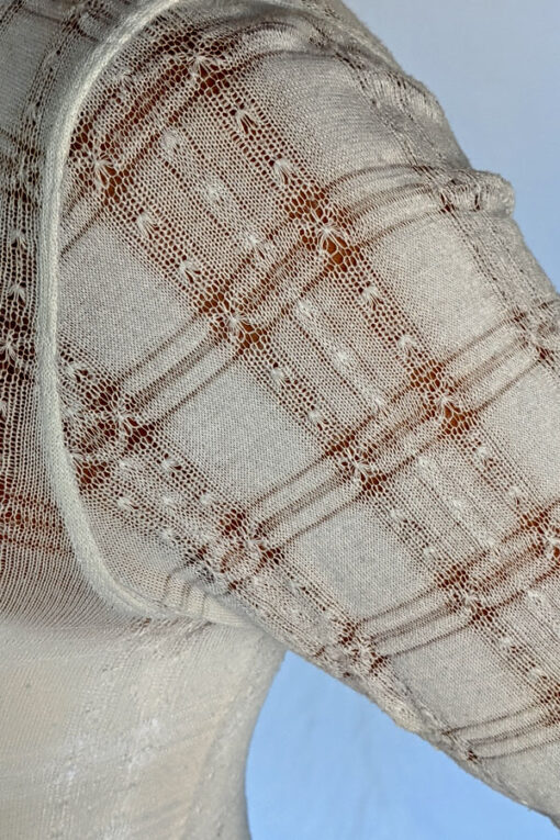 Light Weight Cotton Novelty Plaid Sweater - Ivory Detail by Blue Lotus Yogawear