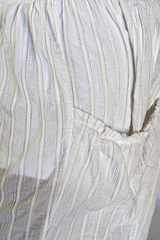 Gauze Long Sleeve Dress - Kundalini White Fabric Detail